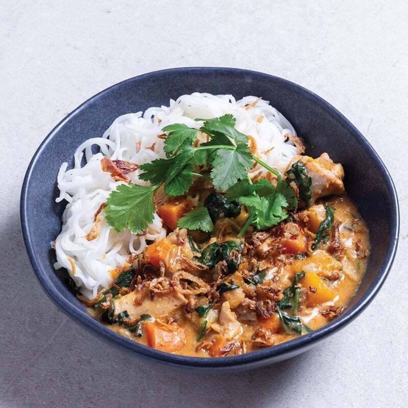 quick curry recipe, rice noodle and chicken curry