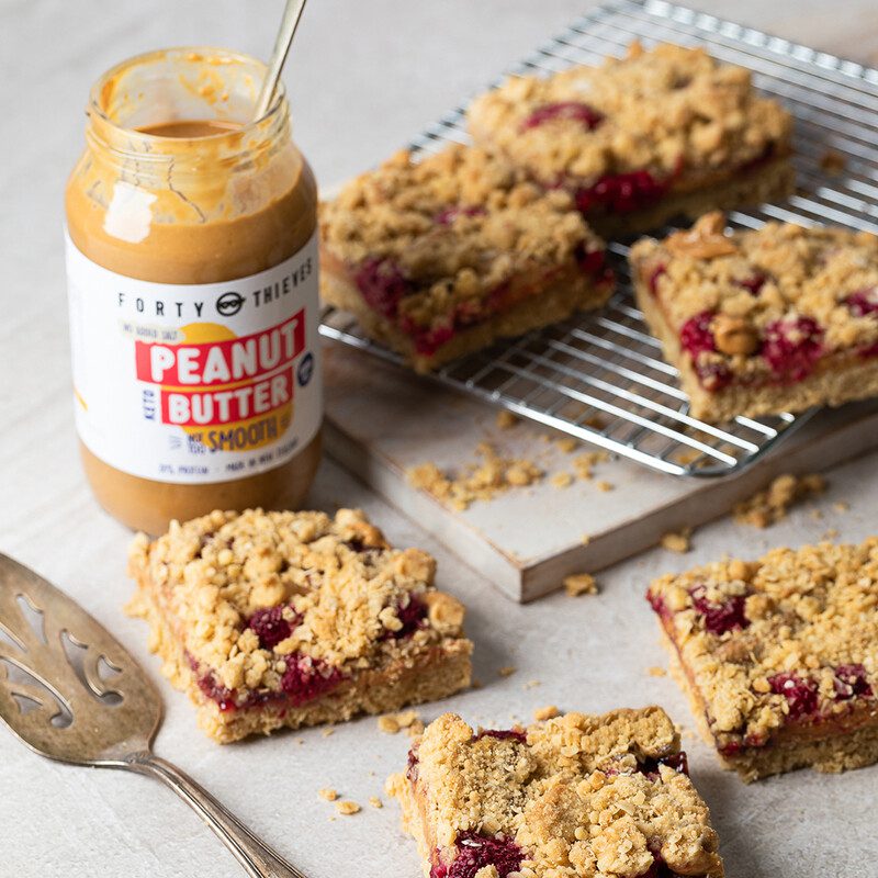 crumble slice with smooth peanut butter
